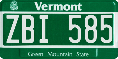 VT license plate ZBI585