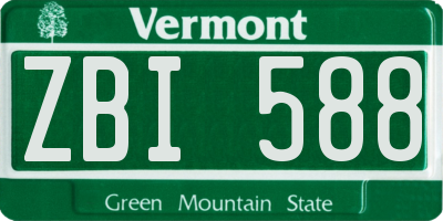 VT license plate ZBI588