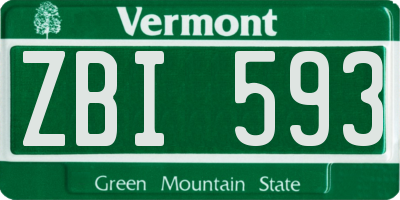 VT license plate ZBI593