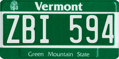 VT license plate ZBI594