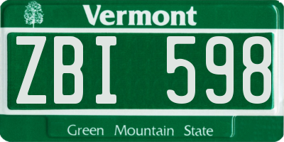 VT license plate ZBI598