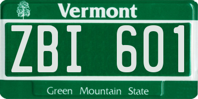 VT license plate ZBI601