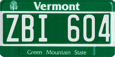 VT license plate ZBI604