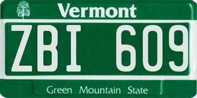 VT license plate ZBI609