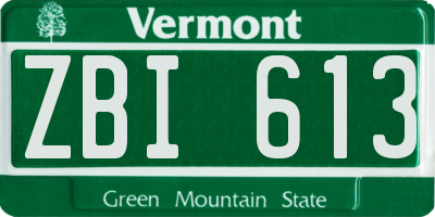 VT license plate ZBI613