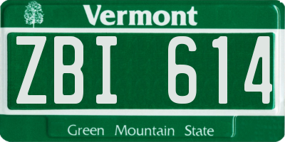VT license plate ZBI614