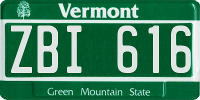 VT license plate ZBI616