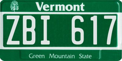 VT license plate ZBI617