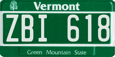 VT license plate ZBI618