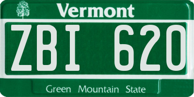 VT license plate ZBI620