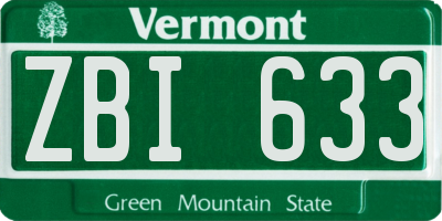 VT license plate ZBI633