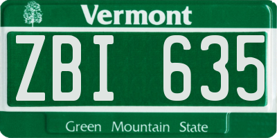 VT license plate ZBI635