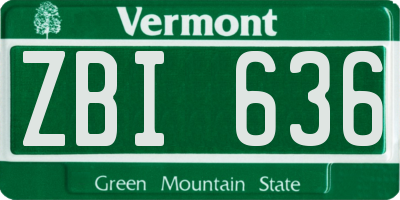 VT license plate ZBI636