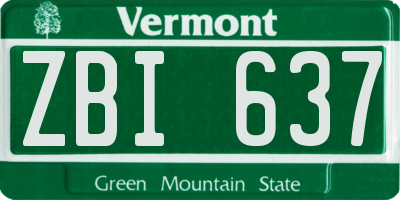 VT license plate ZBI637
