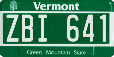 VT license plate ZBI641