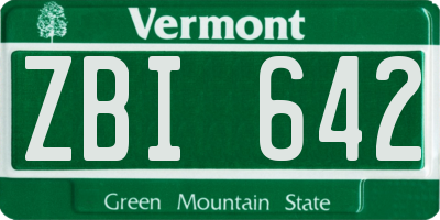 VT license plate ZBI642
