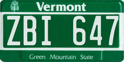 VT license plate ZBI647