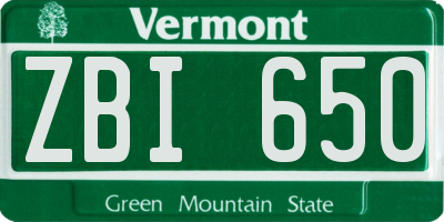 VT license plate ZBI650
