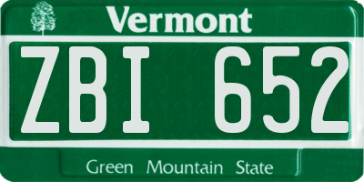 VT license plate ZBI652