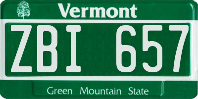 VT license plate ZBI657