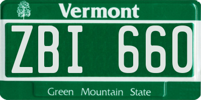 VT license plate ZBI660