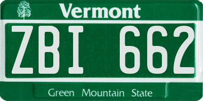 VT license plate ZBI662