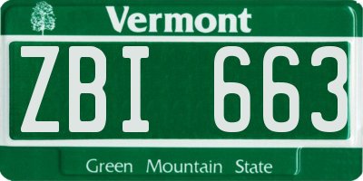VT license plate ZBI663