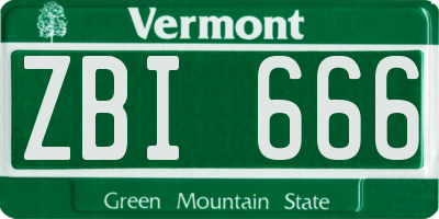 VT license plate ZBI666