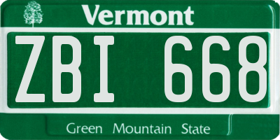 VT license plate ZBI668