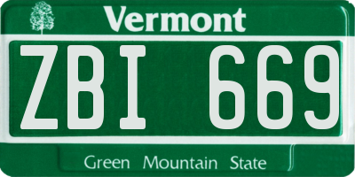 VT license plate ZBI669