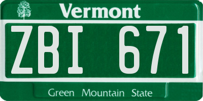 VT license plate ZBI671