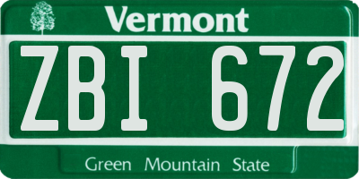 VT license plate ZBI672