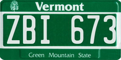VT license plate ZBI673