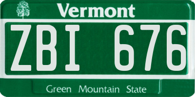 VT license plate ZBI676