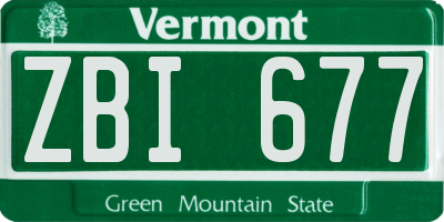 VT license plate ZBI677