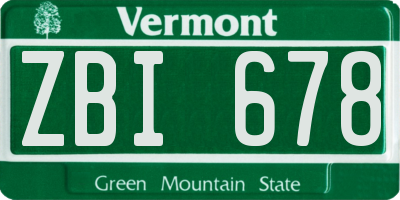 VT license plate ZBI678
