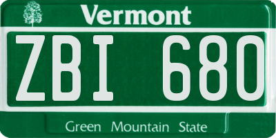 VT license plate ZBI680