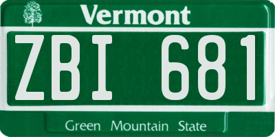 VT license plate ZBI681