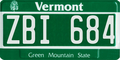 VT license plate ZBI684