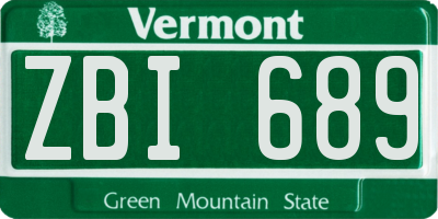 VT license plate ZBI689