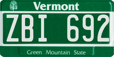 VT license plate ZBI692