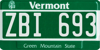 VT license plate ZBI693