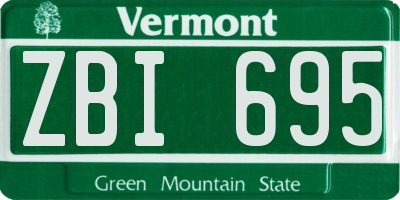 VT license plate ZBI695