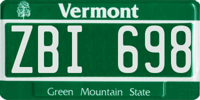 VT license plate ZBI698