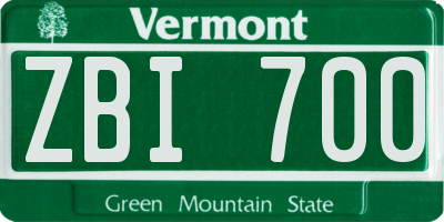 VT license plate ZBI700
