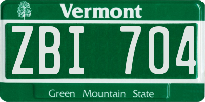 VT license plate ZBI704