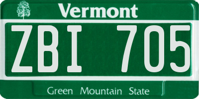 VT license plate ZBI705