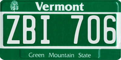 VT license plate ZBI706