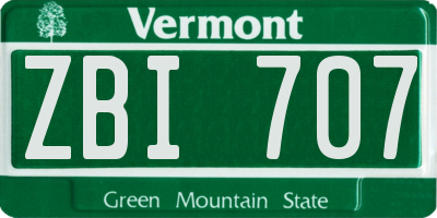 VT license plate ZBI707