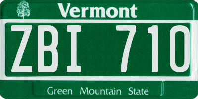 VT license plate ZBI710